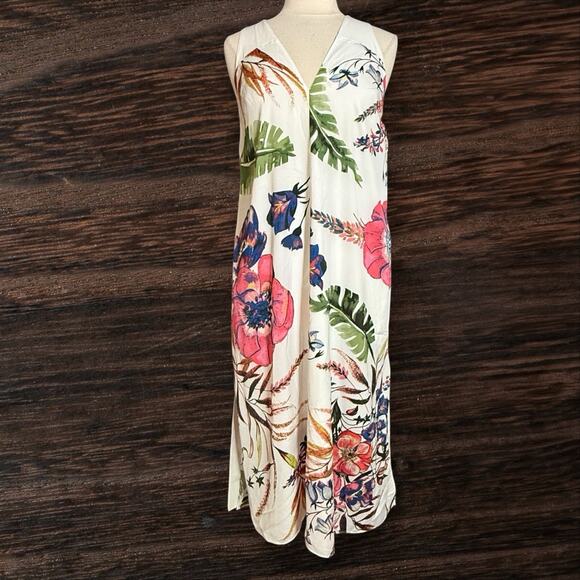 Rachel Rachel Roy Tropical Print Maxi Dress Sz L Womens Criss Cross Back Sexy - Picture 5 of 9